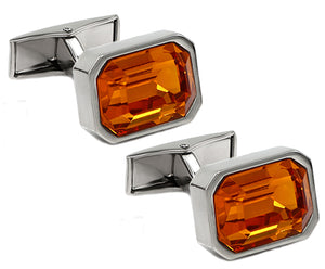 Luxury Genuine Orange Crystal Mens Wedding Gift Cuff links by CUFFLINKS DIRECT