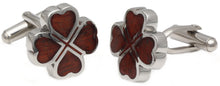 Luxury Lucky Clover Mahogany wood inlay & Silver Mens 5th Wedding Anniversary Gift by CUFFLINKS DIRECT