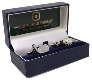 Silver Golf Club and Ball Design Mens Gift Cuff links by CUFFLINKS.DIRECT