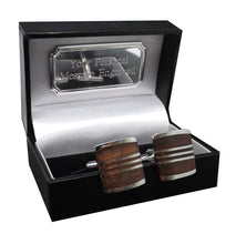 Luxury Mahogany wood inlay & Silver Mens 5th Wedding Anniversary Gift Cuff Links by CUFFLINKS DIRECT