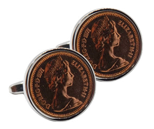 1971 Half Pence Coins Set in Silver Setting Men Birth Year Gift cufflinks  by CUFFLINKS DIRECT