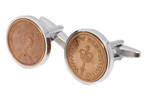 1979 Heads and Tails  Half pence Coins Set in Silver Setting Men 40 Years Gift - CUFFLINKS DIRECT