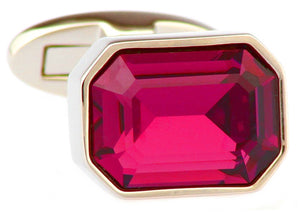 Raspberry Pink Diamond Swarovski Elements Crystal Men Cuff Links   by CUFFLINKS DIRECT