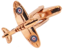 Rose Gold British WW2 RAF Spitfire War Plane Aeroplane Cufflinks by CUFFLINKS DIRECT