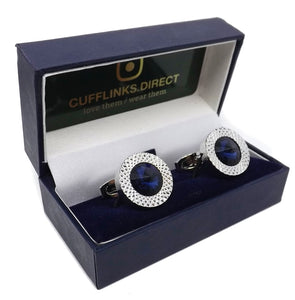 Sapphire Blue Swarovski Crystal Gem Stone Mens Gift Cuff links by CUFFLINKS DIRECT