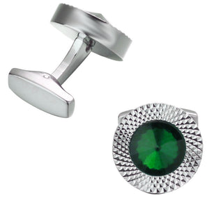 Emerald Green Swarovski Crystal Gem Stone Mens Gift Cuff links by CUFFLINKS DIRECT